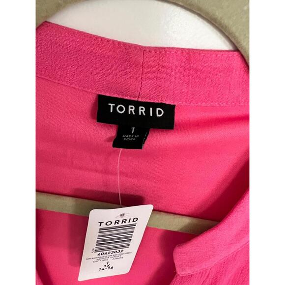 NWT Bright Pink Torrid Mini Washable Gauze Hi Low Waist Tunic Dress Sz 1 - Picture 6 of 9